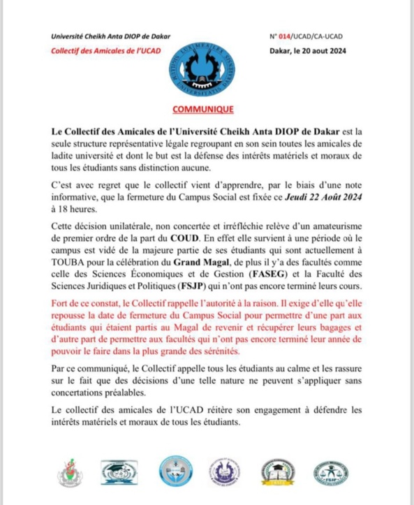 Coud : Le campus sera fermé jeudi, les amicales protestent Coud : Le campus sera fermé jeudi, les amicales protestent