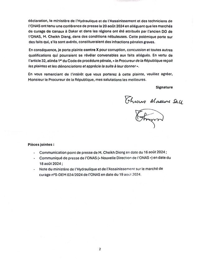 « AFFAIRE ONAS »: « Désormais la balle est dans le camp de l’autorité judiciaire », TAS a déposé sa plainte au bureau du Procureur