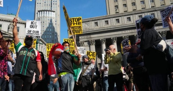 Manifestation à New York contre la politique migratoire de Trump