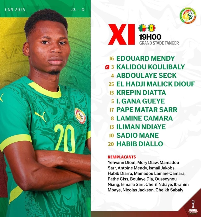 Sénégal vs Bénin : la composition officielle de Pape Thiaw