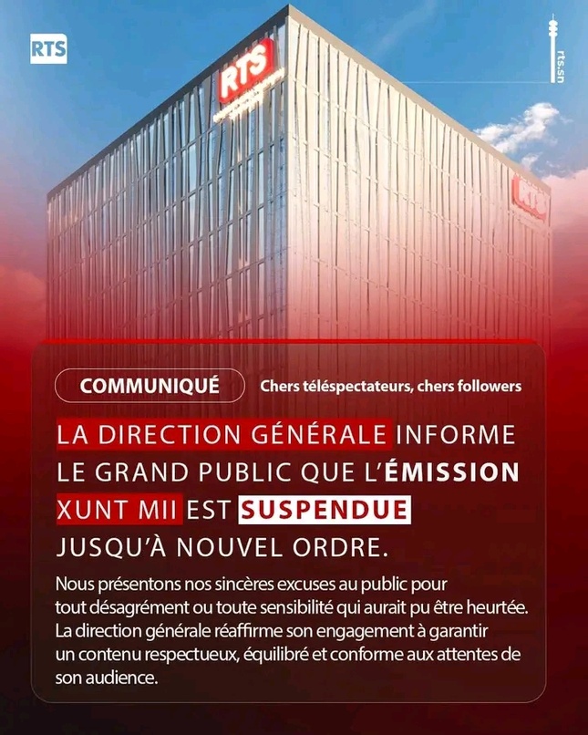 Suspension de l’émission “Xunt Mii” : la RTS présente ses excuses au public Suspension de l’émission “Xunt Mii” : la RTS présente ses excuses au public