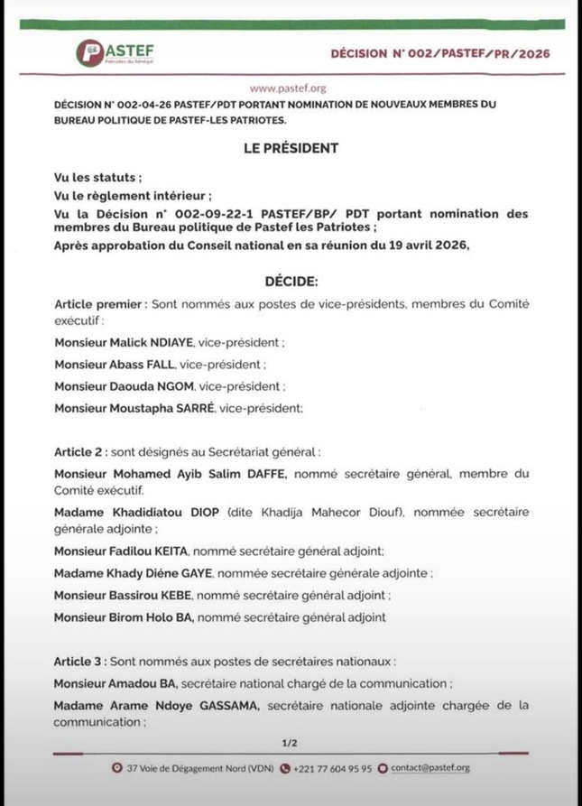 Restructuration de Pastef : Sonko verrouille le Bureau Politique avec ses lieutenants historiques