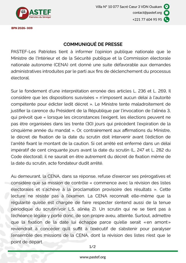 Communiquer Pastef
