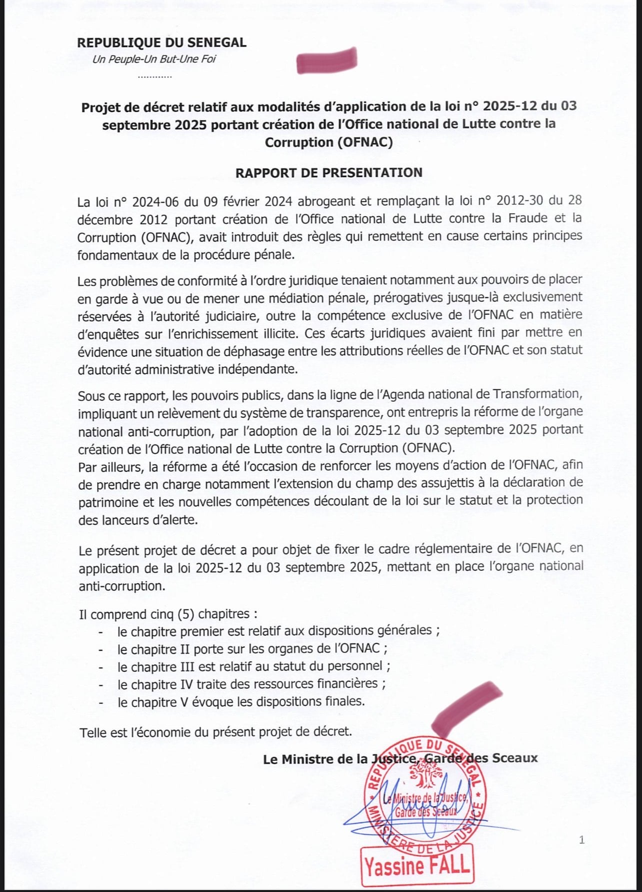 Document-Lutte contre la corruption : Diomaye Faye signe un nouveau décret pour encadrer l’OFNAC