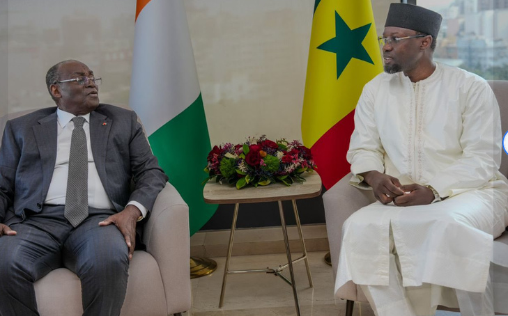 Photos : le Vice-Président de la République de Côte d’Ivoire, M. Tiémoko Meyliet KONÉ a rendu une visite de courtoisie au Premier ministre Ousmane SONKO