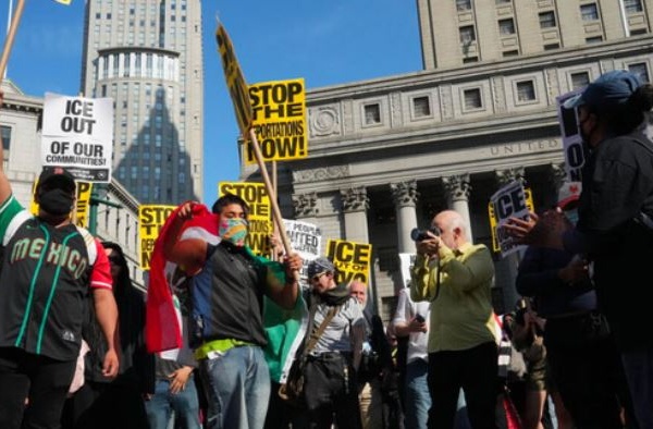Manifestation à New York contre la politique migratoire de Trump