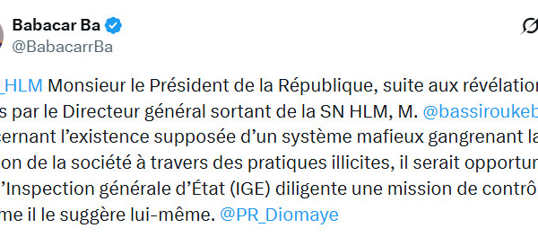 "Mafia au sein de la SN HLM" : La demande de Babacar Ba au président Diomaye Faye, après les propos de Bassirou Kébé