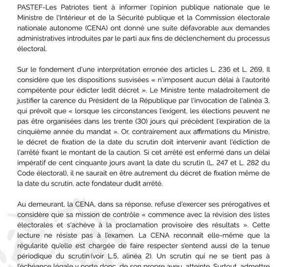 Communiquer Pastef