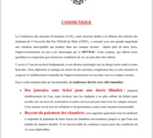 UIT de Thiès / Interruption de l'approvisionnement en eau : La Conférence des amicales d'étudiants décrète des journées sans ticket et le boycott du paiement des chambres