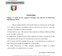 Supposés blocages des activités de Barthélemy Dias : La police dément et précise