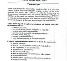 Reclassement des enseignants : le ministère de la Fonction publique fixe la liste des pièces à fournir