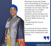 Washington : Marie Khone Faye attendue à la Maison-Blanche pour un sommet mondial sur l’enfance